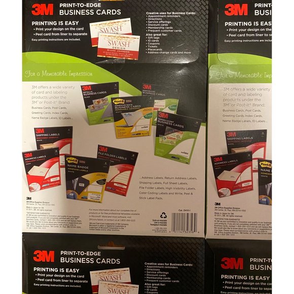 4 X 3M Print-To-Edge White Business Cards Smooth Edges Inkjet 160 Cards D410-I - Picture 7 of 11